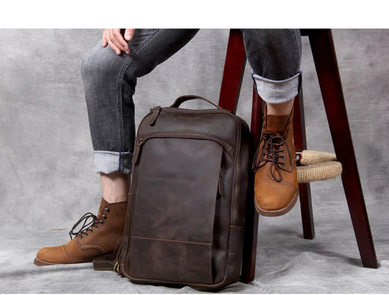 Vintage Genuine Leather Backpack for Men | Stylish Daily Rucksack