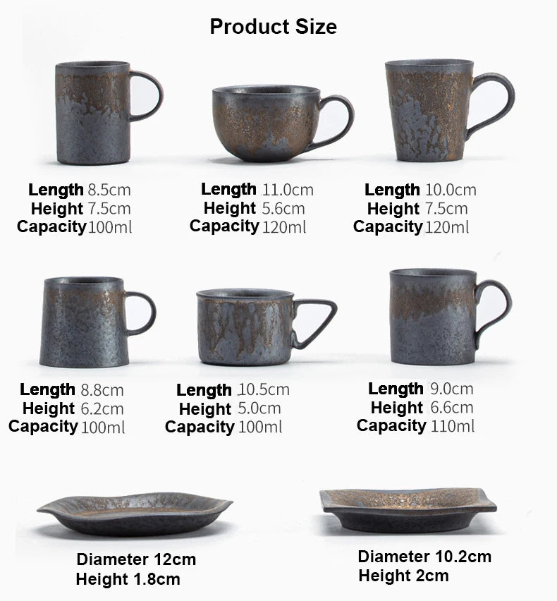 Taza de café vintage japonesa | Vajilla de cerámica retro única