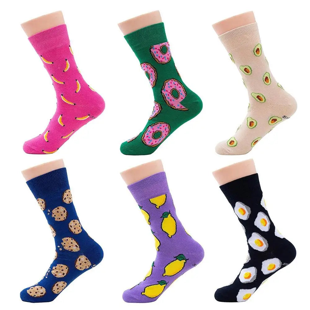 Calcetines Divertidos de Dibujos Animados de Comida para Hombre | Diseños de Aguacate y Hamburguesa