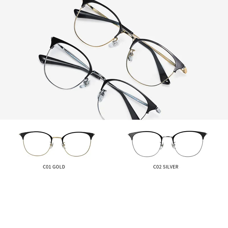 Stylish Retro Half Frame Prescription Glasses | Unisex Eyewear
