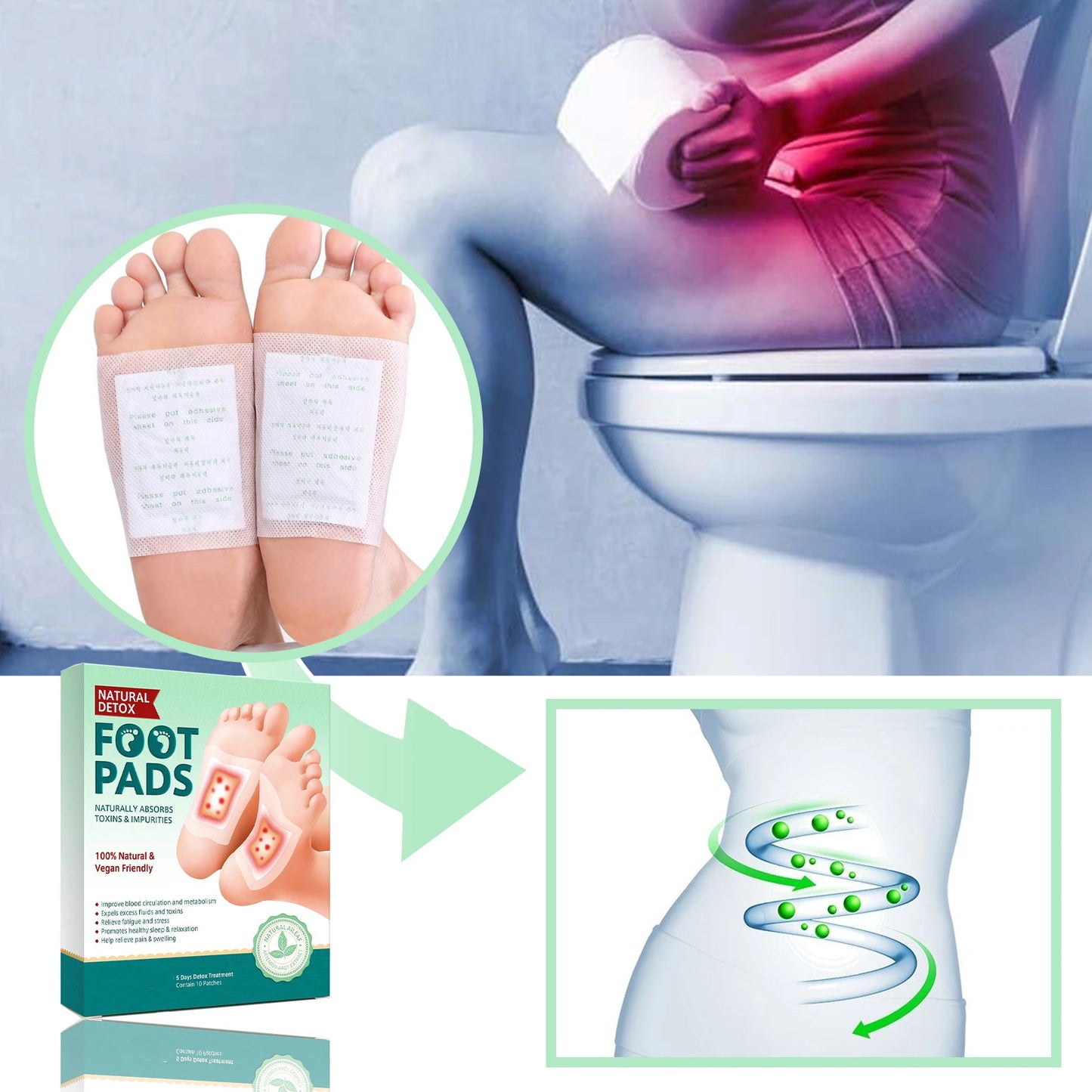Deep Cleansing Foot Detox Patches | Anti-Swelling Slimming Pads