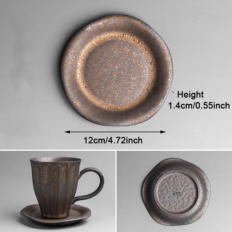 Vintage Ceramic Tea and Coffee Cup with Wooden Handle