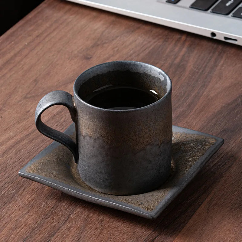 Taza de café vintage japonesa | Vajilla de cerámica retro única