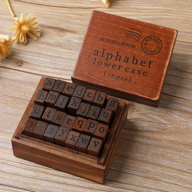 Vintage Wooden Alphabet Number Stamps for Craft Projects