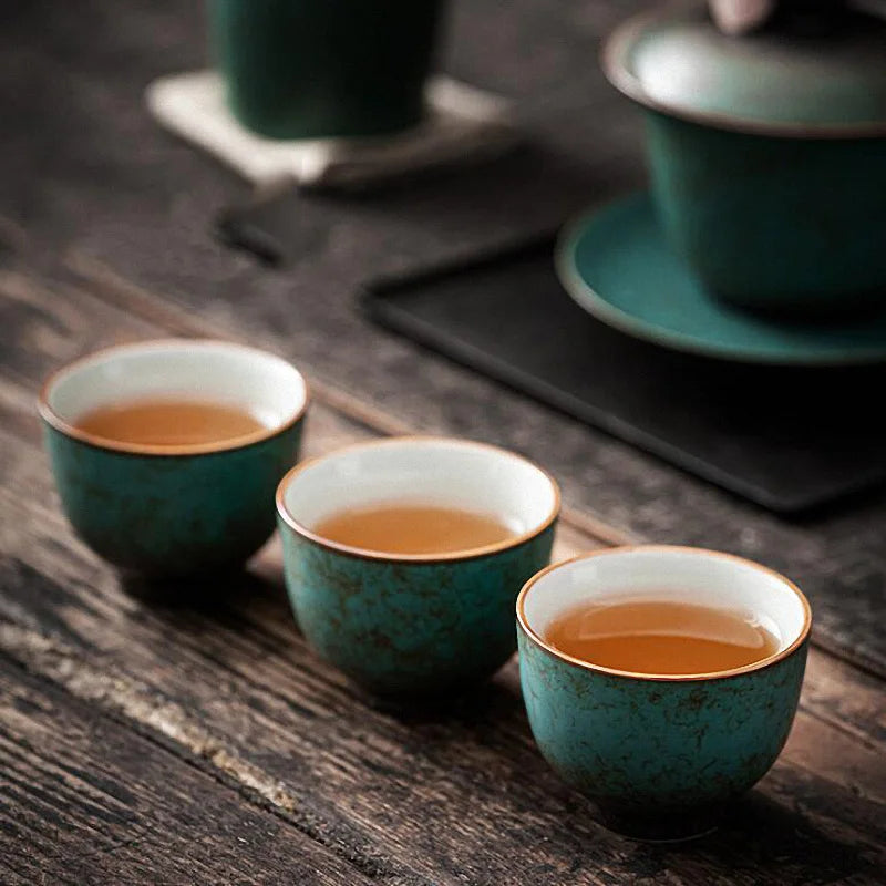 Turquoise Glaze Teacups | Traditional Ceramic Drinkware