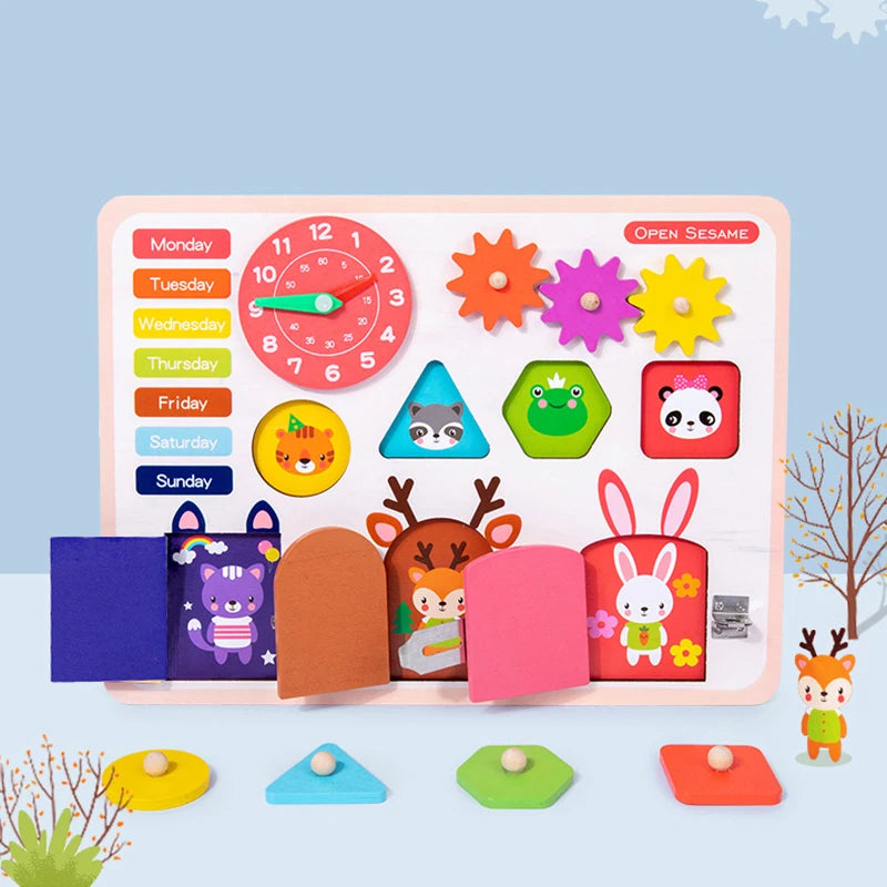 Educational Montessori Busy Board for Kids | Sensory Wooden Toys