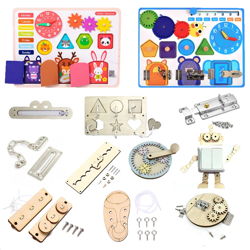 Educational Montessori Busy Board for Kids | Sensory Wooden Toys