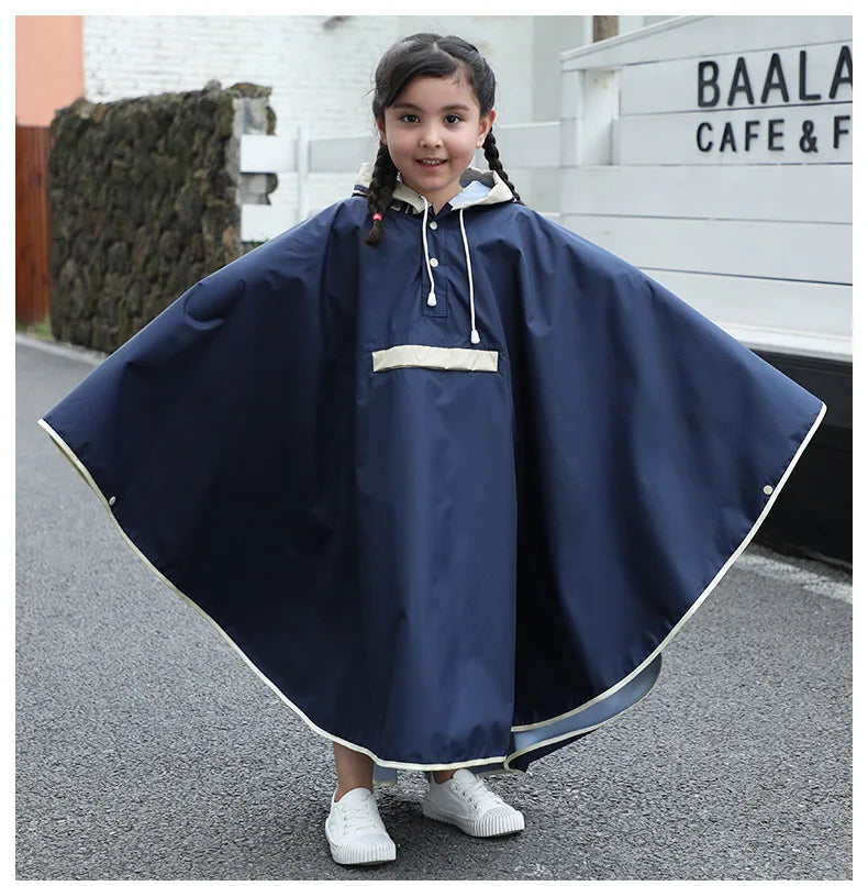 Children Raincoat Boys Girls Rain Coat Trench Poncho Jacket Outdoor Hiking Portable Students Rainwear Clock With Bag Space