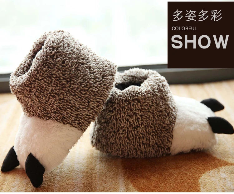 Fluffy Monster Claw Plush Slippers | Cozy Indoor Winter Shoes