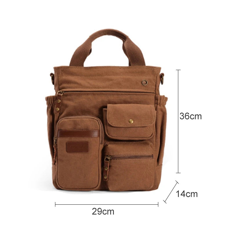 Men's Vintage Canvas Crossbody Handbag | Large Casual Tote Bag