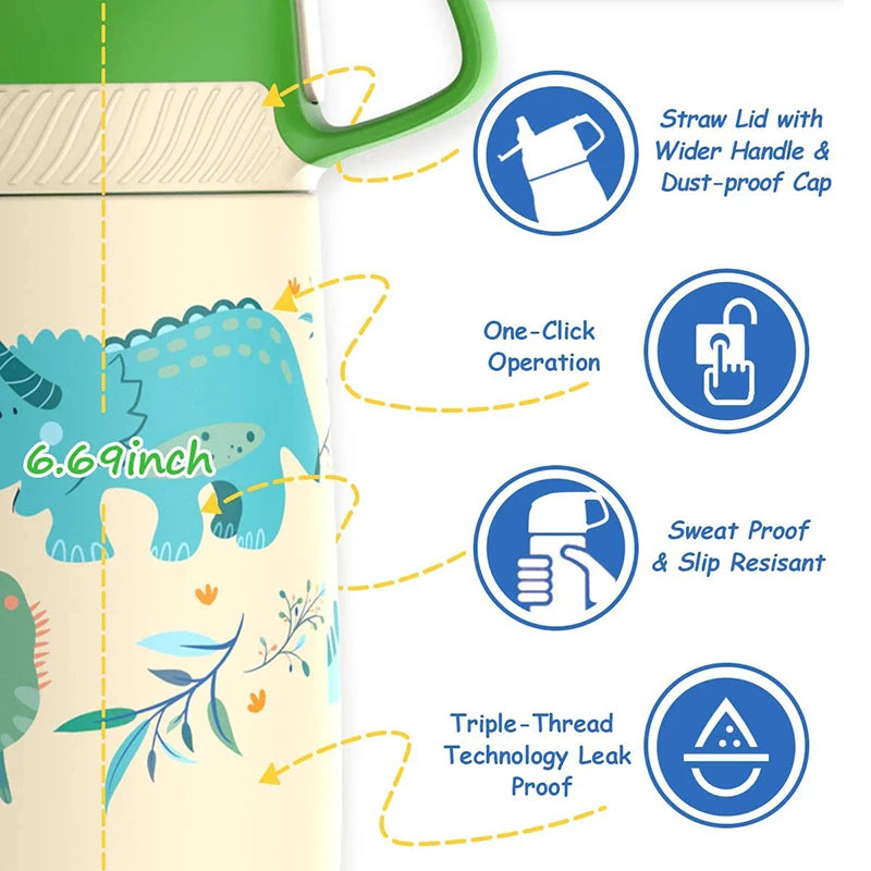 Vacuum Water Bottle for Children | BPA Free, Healthy Straw Design