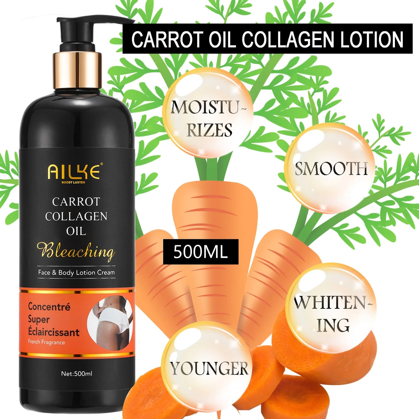 Whitening Body Lotion for Dark Spots | Collagen & Carrot Oil