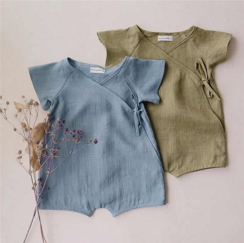 Summer Linen Cotton Baby Romper | Casual Toddler Jumpsuit
