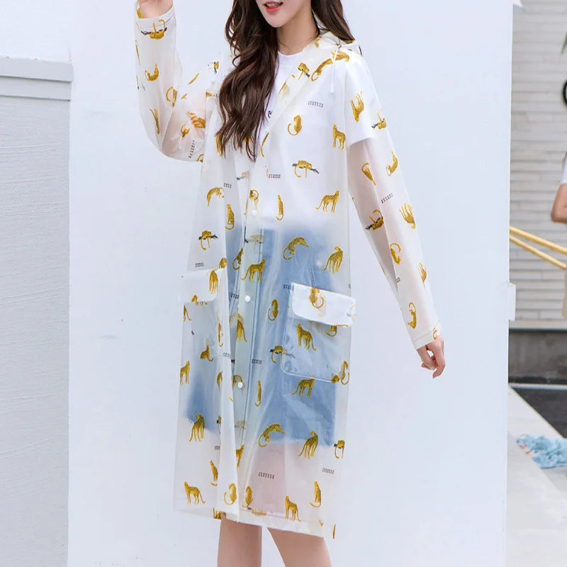 Cute Transparent Raincoat Poncho | Waterproof Cloak for Adults