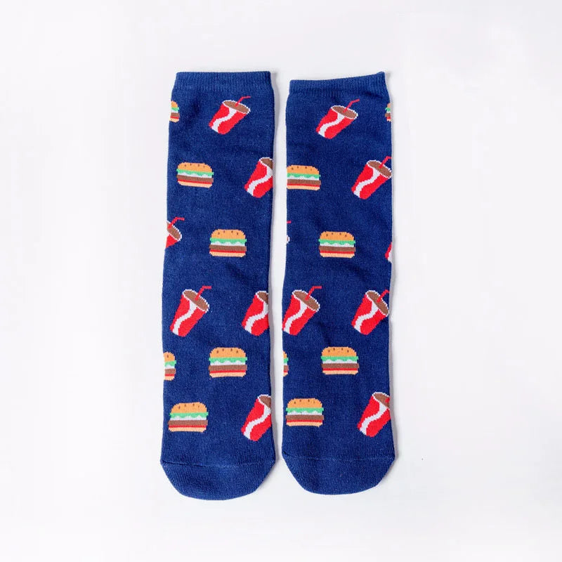 Calcetines Divertidos de Dibujos Animados de Comida para Hombre | Diseños de Aguacate y Hamburguesa