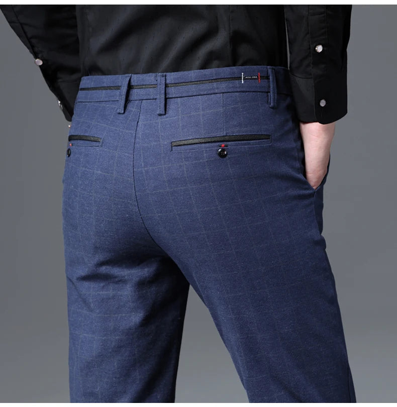 Men's Slim Plaid Casual Pants | Stylish Work & Business Trousers