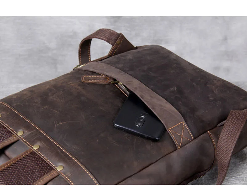 Vintage Genuine Leather Backpack for Men | Stylish Daily Rucksack