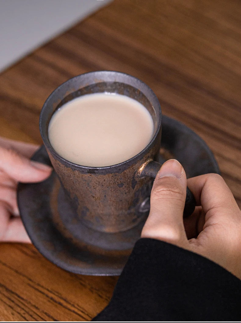 Taza de café vintage japonesa | Vajilla de cerámica retro única