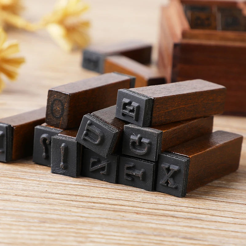 Vintage Wooden Alphabet Number Stamps for Craft Projects