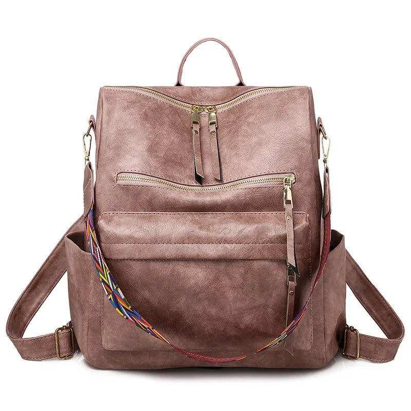 Stylish PU Leather Large Backpack | Women's Vintage Travel Rucksack