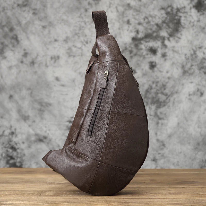 Large Capacity Leather Men's Chest Bag | Retro Casual Messenger Bag