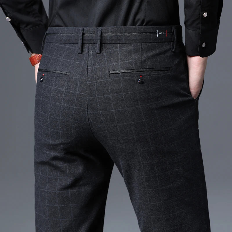 Men's Slim Plaid Casual Pants | Stylish Work & Business Trousers