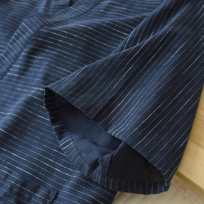 New Japanese Kimono Short-sleeved Shorts Suit Men's Pajamas Two-piece Summer Cotton Yukata Plus Size Bathrobe Sleepwear For Men