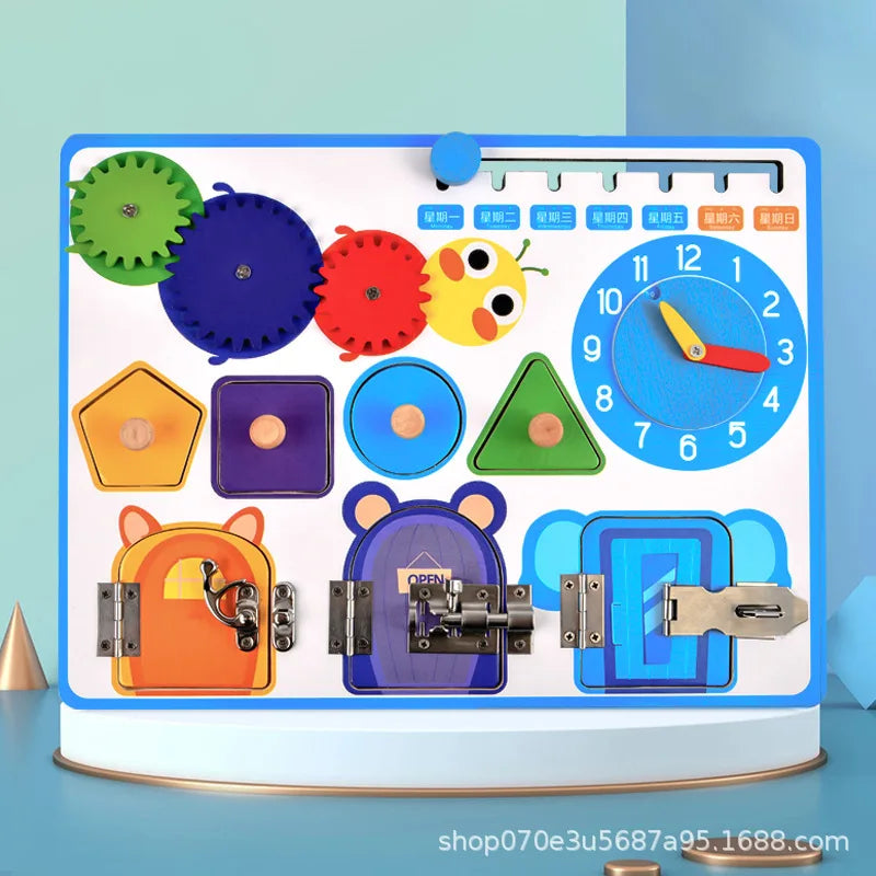 Educational Montessori Busy Board for Kids | Sensory Wooden Toys