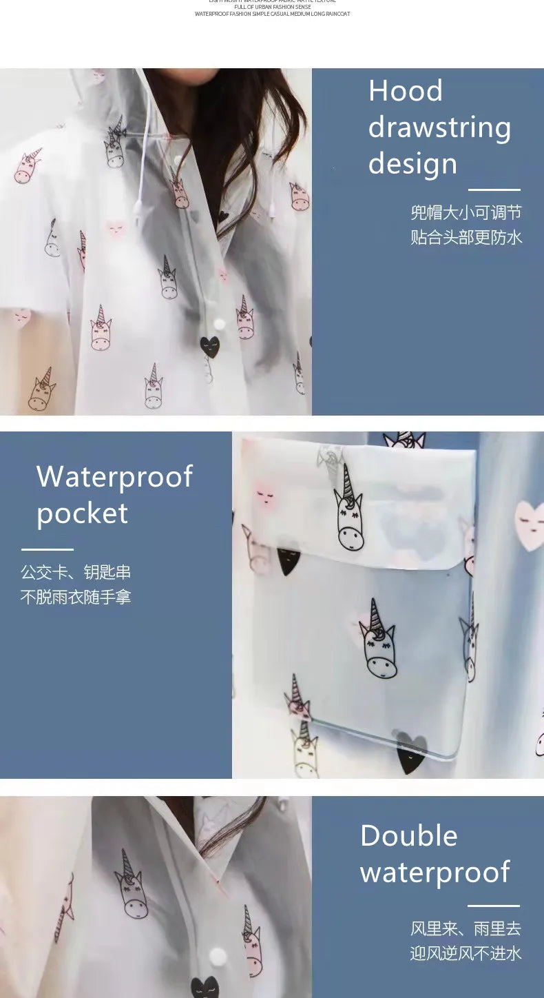 Cute Transparent Raincoat Poncho | Waterproof Cloak for Adults