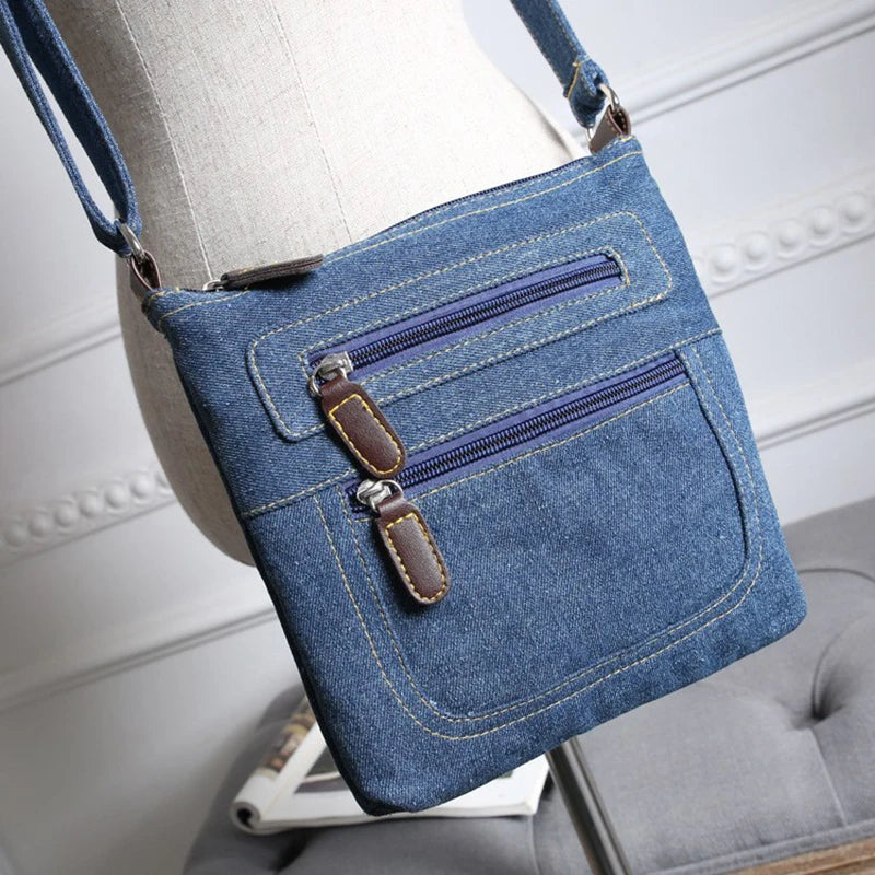 Vintage Denim Crossbody Bag | Stylish Women's Messenger Handbag