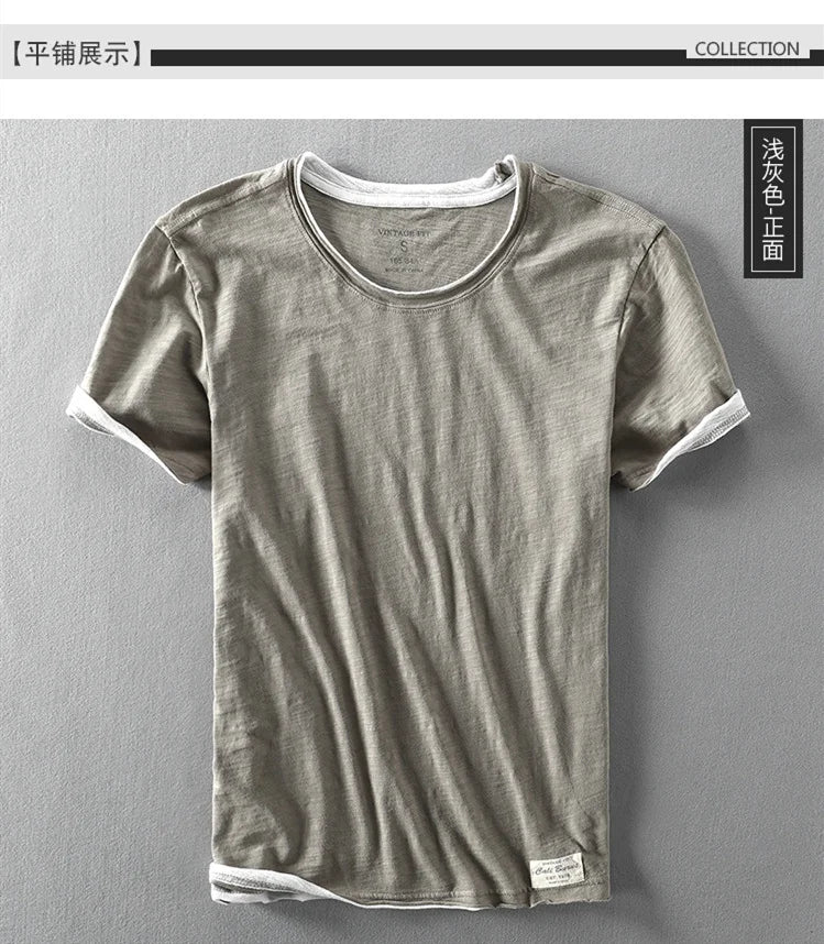 Summer Men's Bamboo Cotton Short Sleeve T-Shirt | Casual Comfort