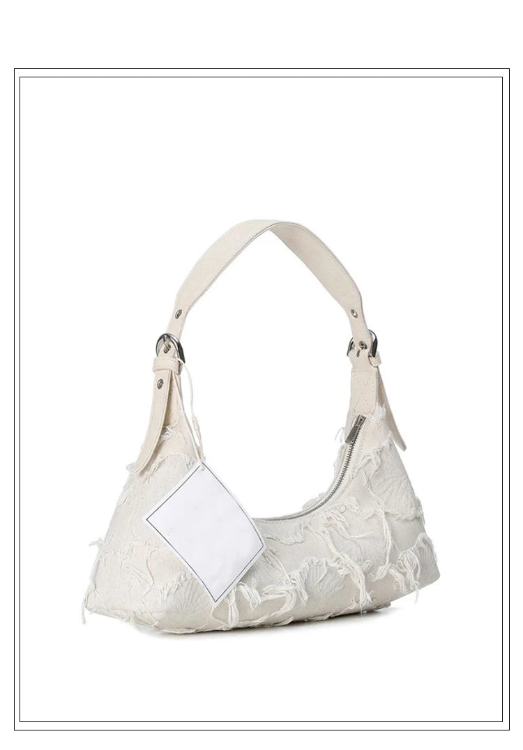 Trendy Patchwork Canvas Shoulder Bag | Stylish Retro Handbag