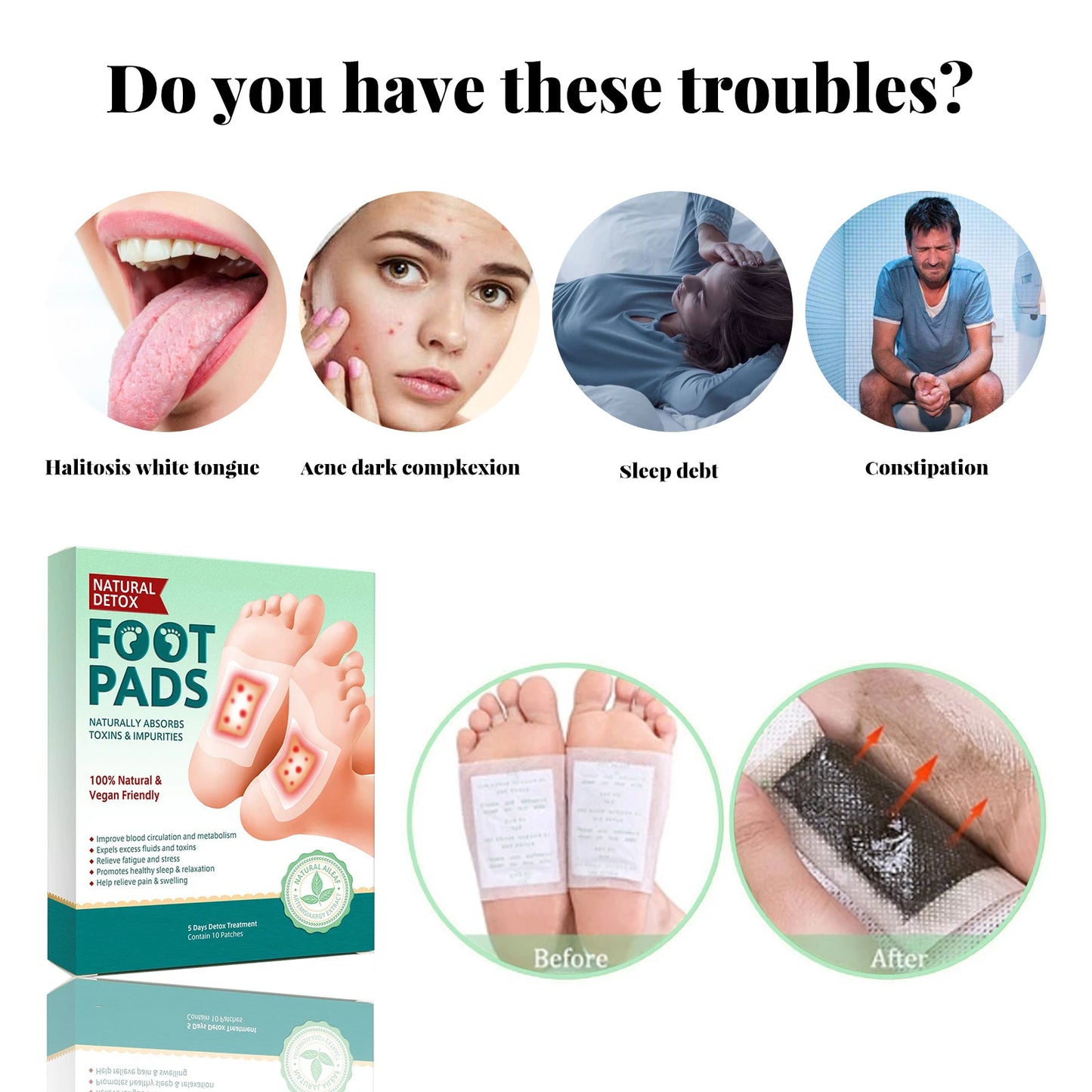 Deep Cleansing Foot Detox Patches | Anti-Swelling Slimming Pads