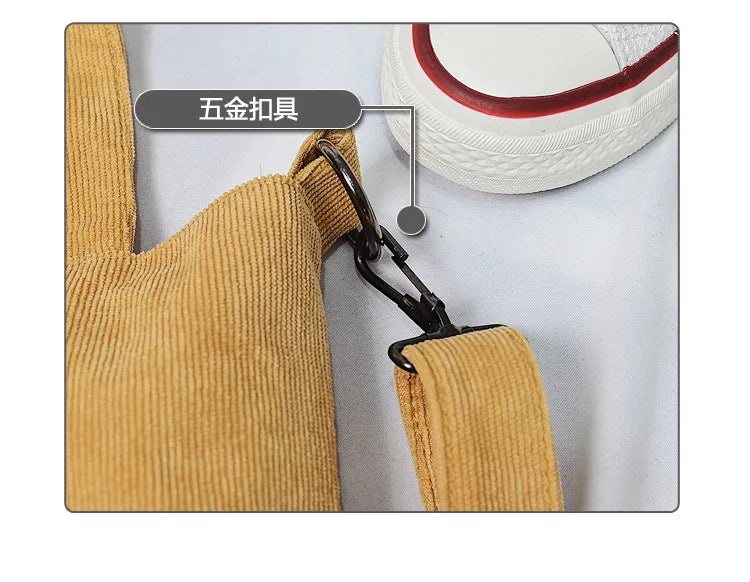 Casual Women’s Canvas Shoulder Bag | Soft Corduroy Tote Purse