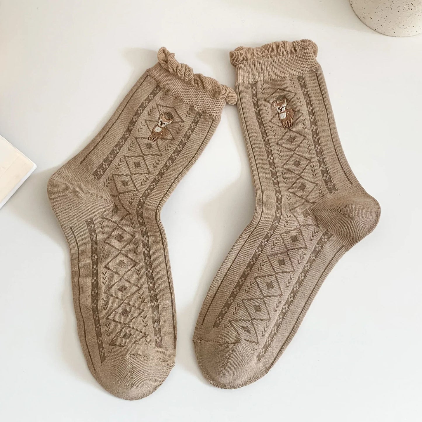 Cute Women's Floral Embroidered Crew Socks | Vintage-Inspired Style