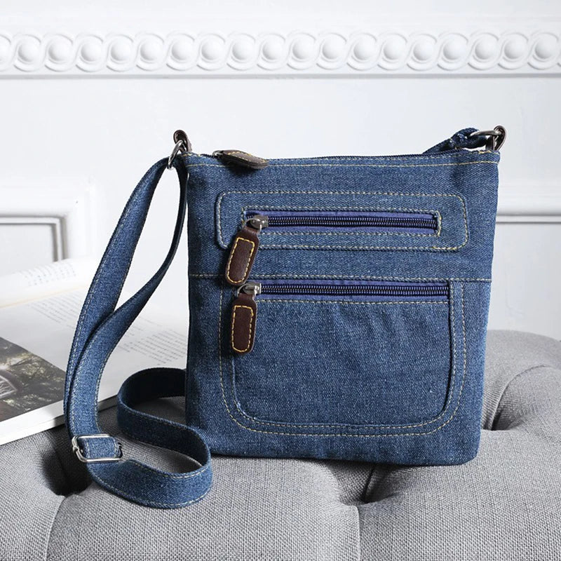 Vintage Denim Crossbody Bag | Stylish Women's Messenger Handbag