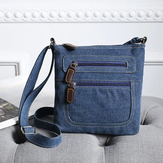 Vintage Denim Crossbody Bag | Stylish Women's Messenger Handbag