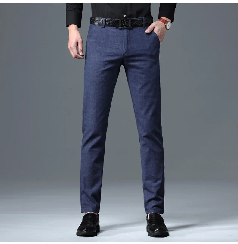 Men's Slim Plaid Casual Pants | Stylish Work & Business Trousers