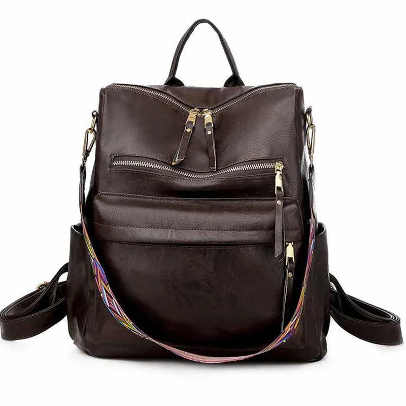 Stylish PU Leather Large Backpack | Women's Vintage Travel Rucksack
