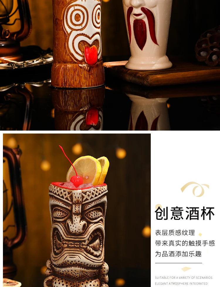 Creative Ceramic Bar Cups | Tiki Hawaiian Cocktail Glasses