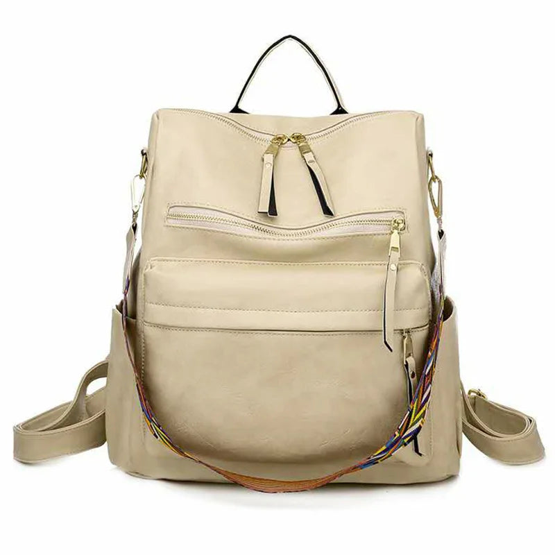 Stylish PU Leather Large Backpack | Women's Vintage Travel Rucksack
