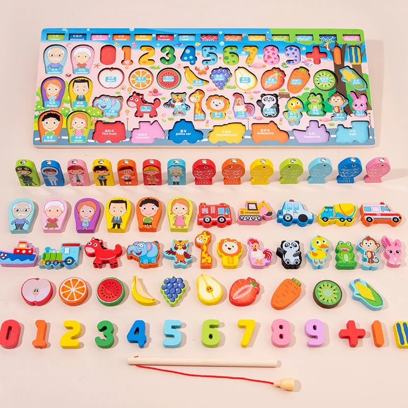 3D Montessori Educational Toy for Kids | Magnetic Fishing Shapes