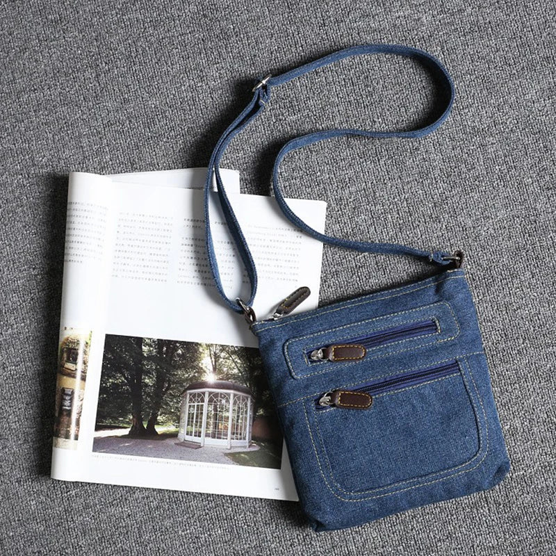 Vintage Denim Crossbody Bag | Stylish Women's Messenger Handbag