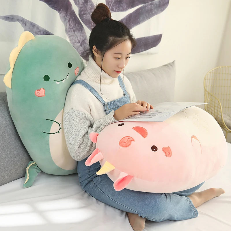Kawaii Animal Plush Pillow | Cute Dinosaur & Shiba Inu Cushion