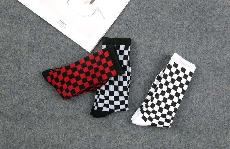 Trendy Checkerboard Socks for Men & Women | Unisex Streetwear Style