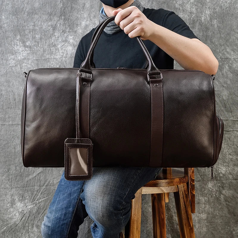 Luxury Genuine Leather Travel Bag for Men & Women | Versatile Duffle
