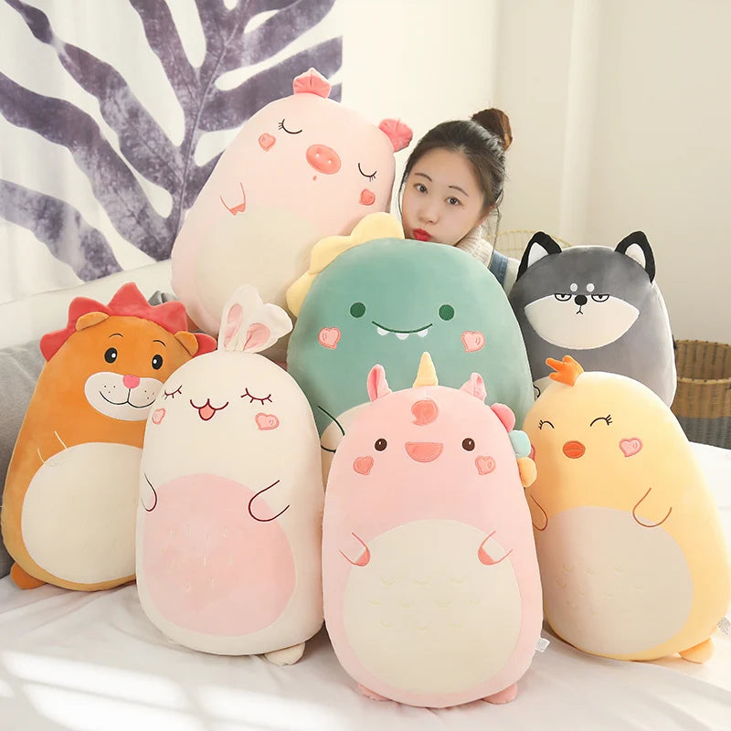 Kawaii Animal Plush Pillow | Cute Dinosaur & Shiba Inu Cushion