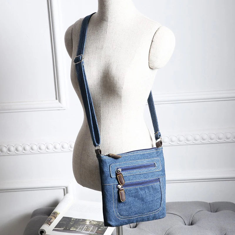 Vintage Denim Crossbody Bag | Stylish Women's Messenger Handbag