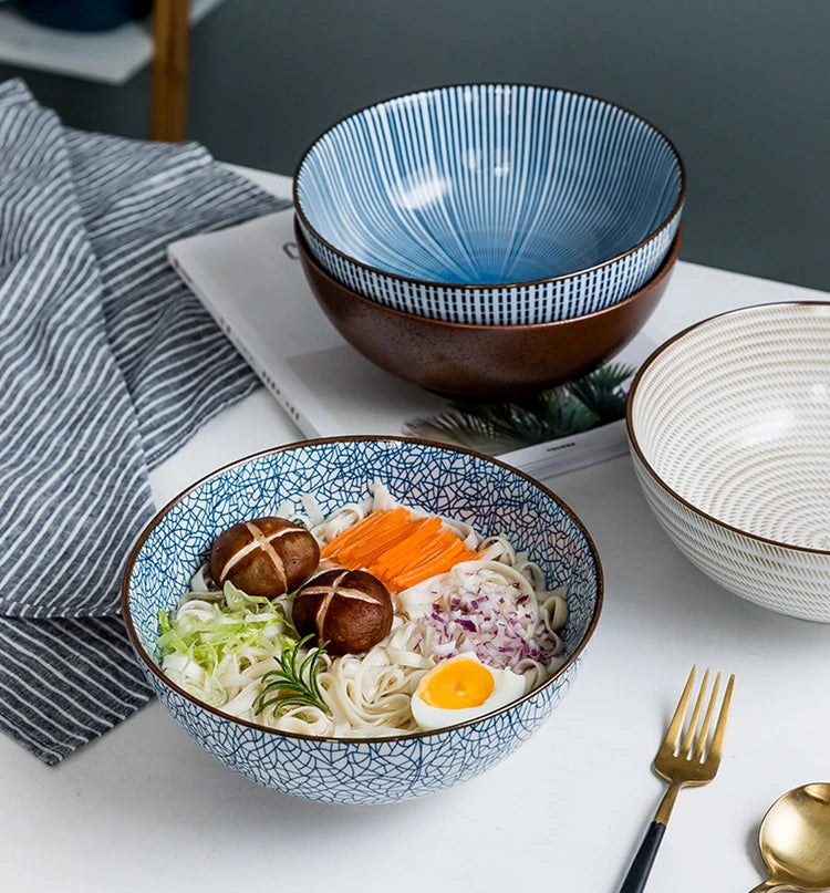 Large Japanese Ramen Bowl | Stylish Ceramic Noodle Bowl