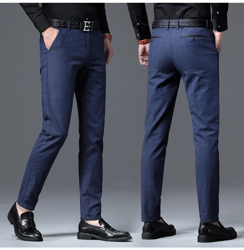 Men's Slim Plaid Casual Pants | Stylish Work & Business Trousers